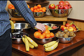Fresh fruit-and nutrition tips-are free for the taking.